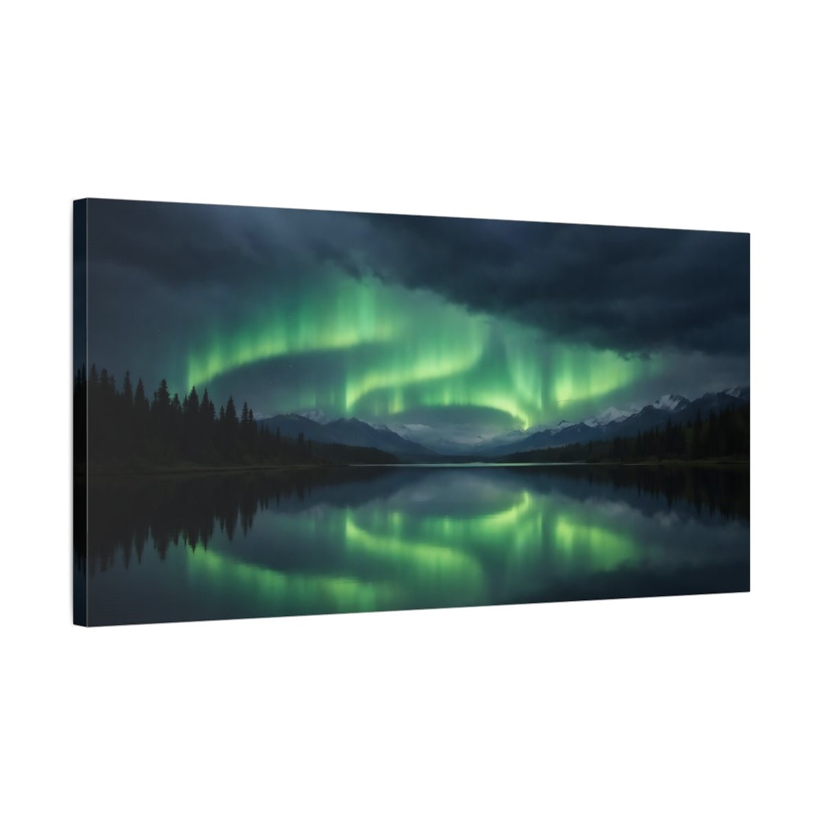 Nature Northern Lights Green - Canvas Wall Art Print - YesArtYes