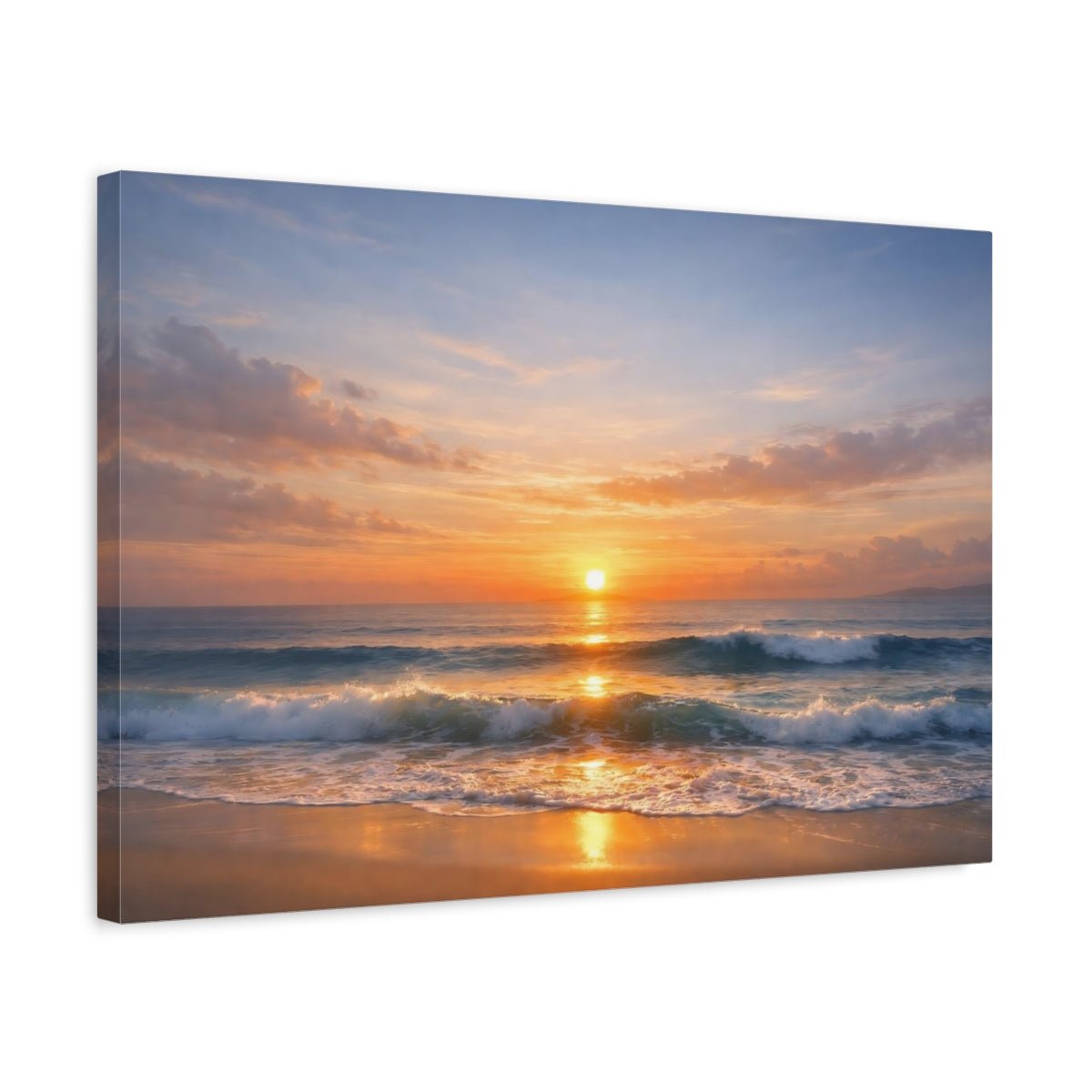 Nature Ocean Sunset Orange Blue - Canvas Wall Art Print - YesArtYes
