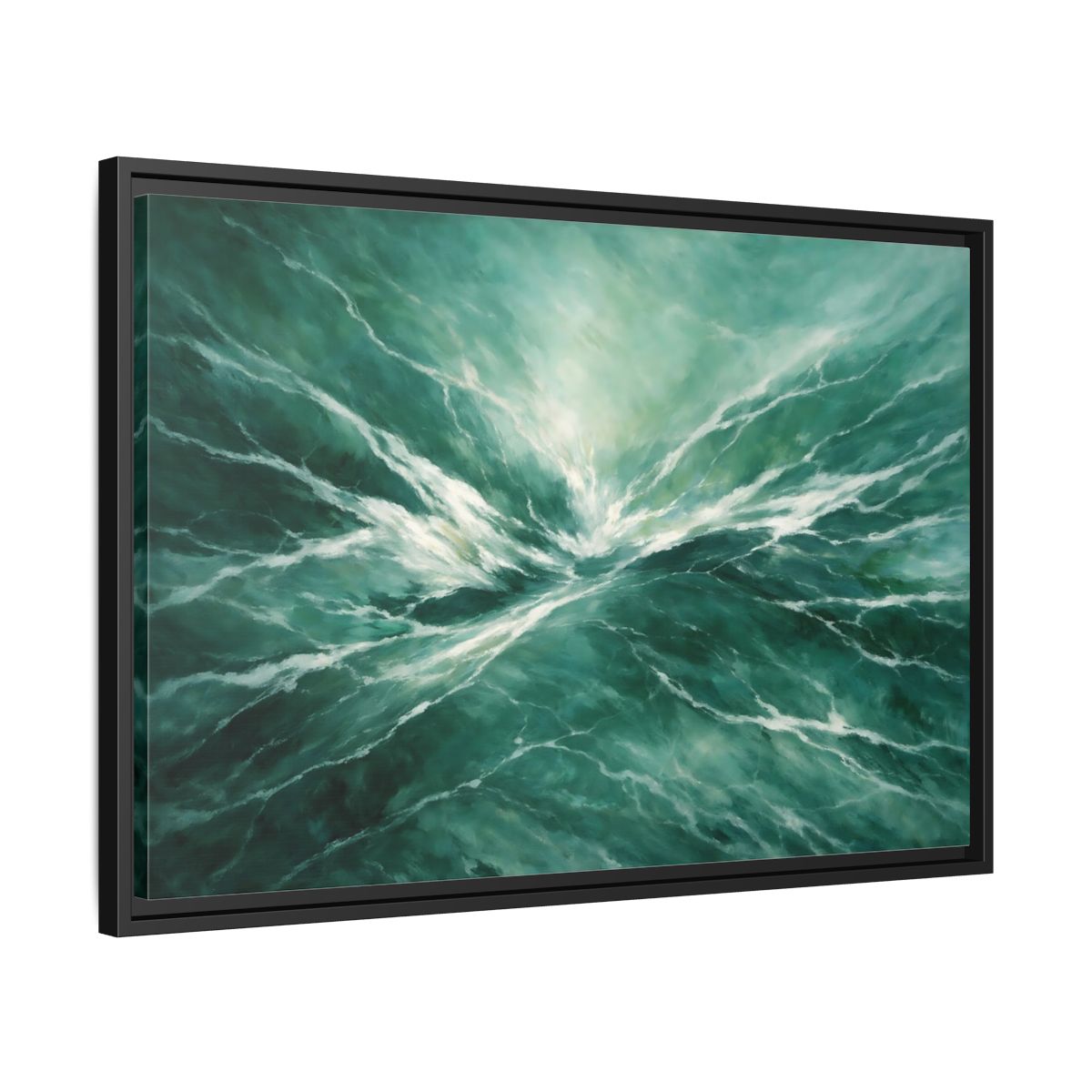 Side Mockup 14. Nature Ocean Waves Green Ocean Waves shown as stretched canvas wall art