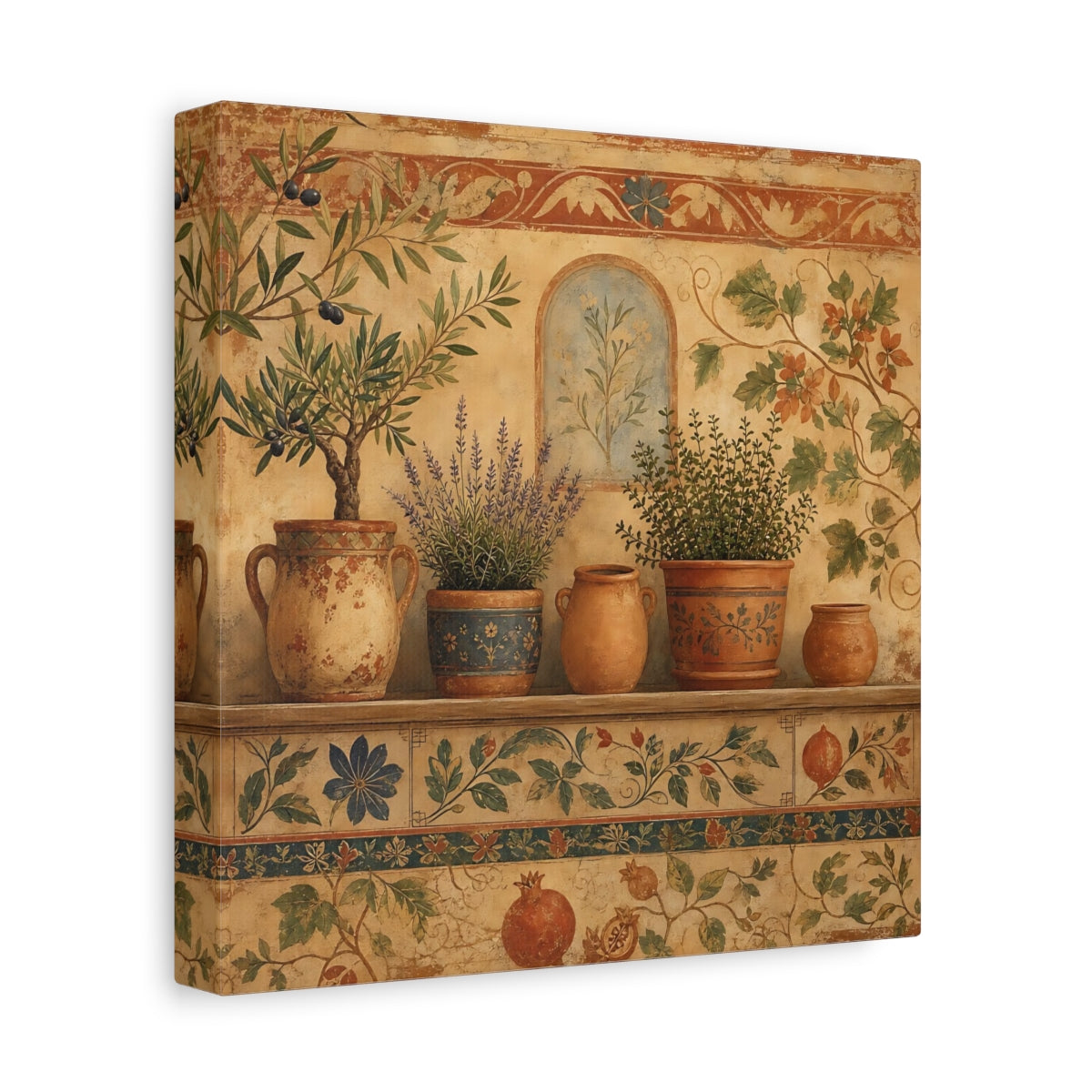 Side Mockup 9. Nature Potted Plants Terracotta Plants shown as stretched canvas wall art