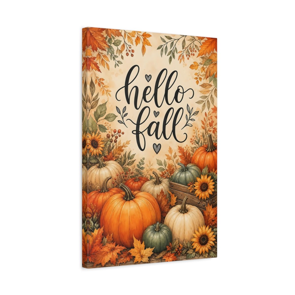Nature Pumpkins Autumn Canvas Wall Art Print – watercolor Living Room, Above Console Table - YesArtYes