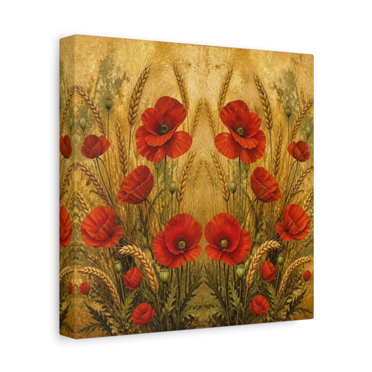 Side Mockup 9. Nature Red Poppies shown as canvas print