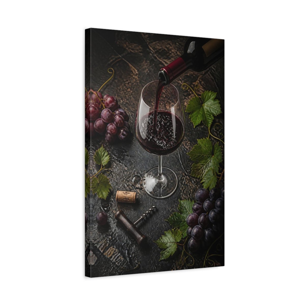 Nature Red Wine Art Canvas Print – Dining Room, Area Wall, Maroon, Black - YesArtYes
