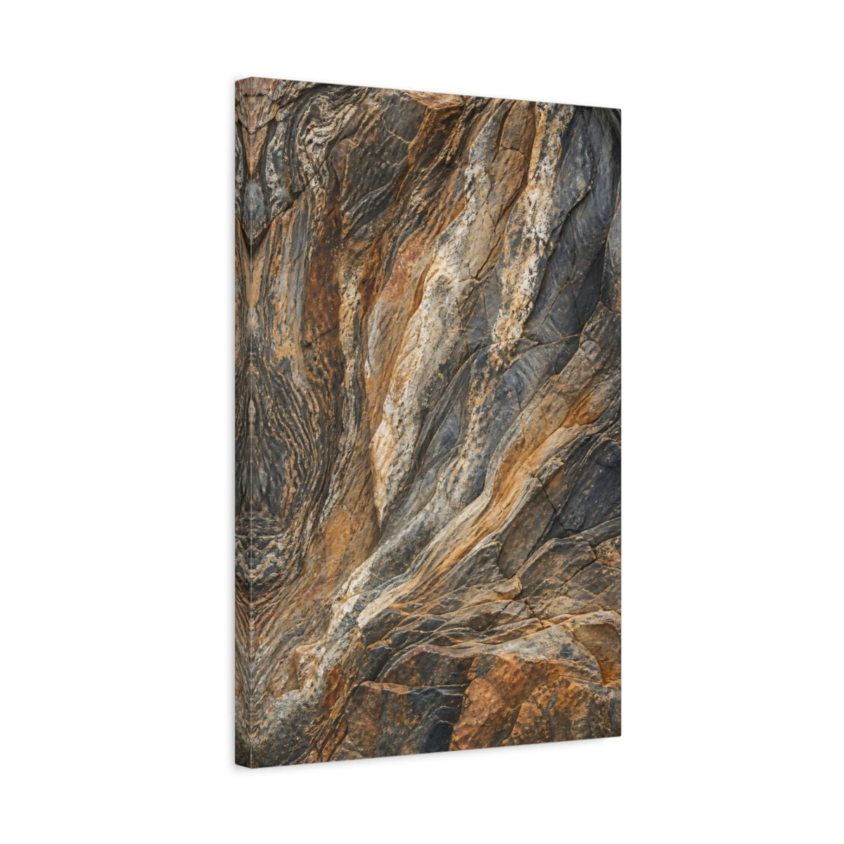 Side Mockup 3. Nature Rock Formation Brown Grey Texture shown as stretched canvas wall art