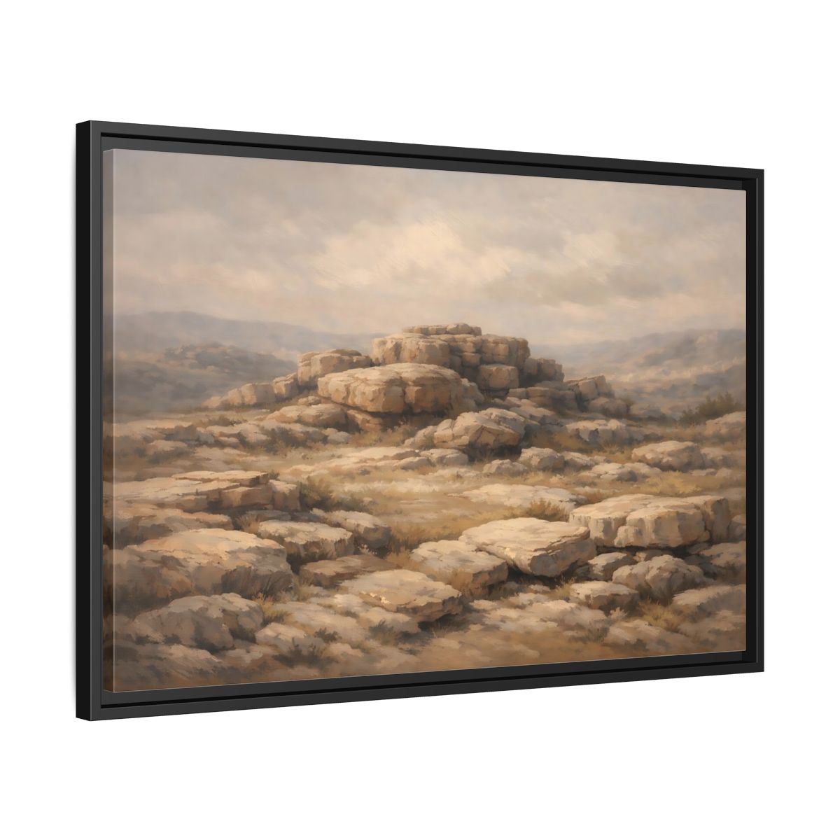 Side Mockup 14. Nature Rock Formations Earthy Brown Landscape shown as stretched canvas wall art