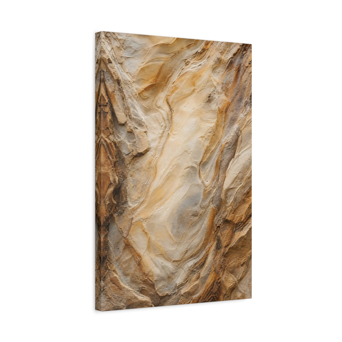 Side Mockup 3. Nature Rock Texture Brown And Tan shown as stretched canvas wall art