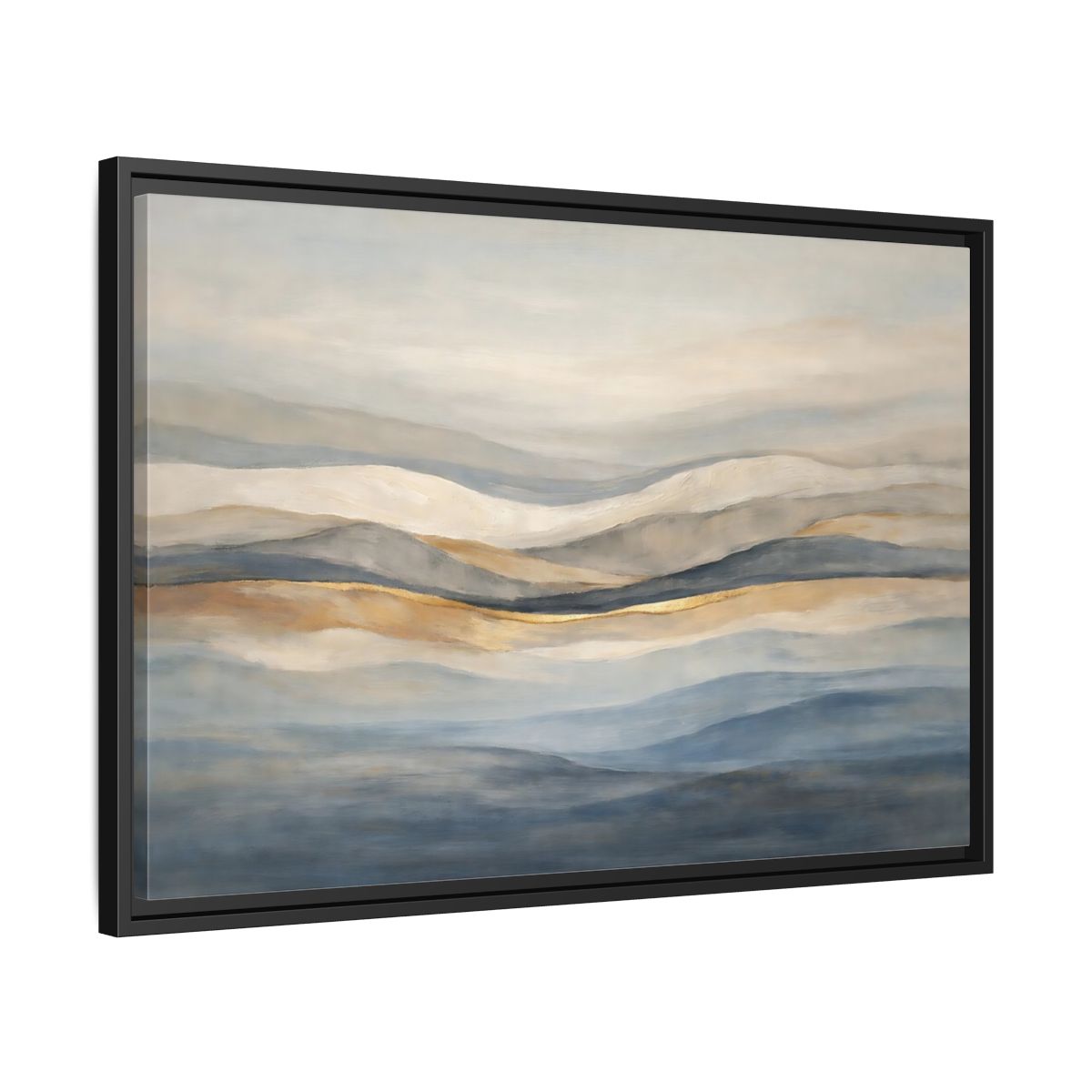 Side Mockup 14. Nature Rolling Hills Blue Gold Landscape shown as stretched canvas wall art