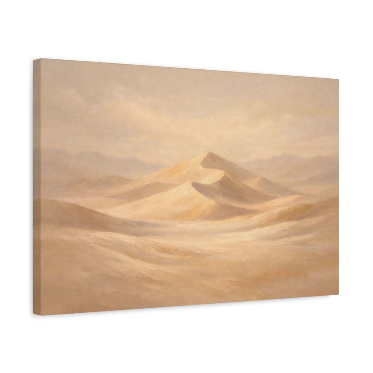 Side Mockup 3. Nature Sand Dunes Beige Tones shown as stretched canvas wall art
