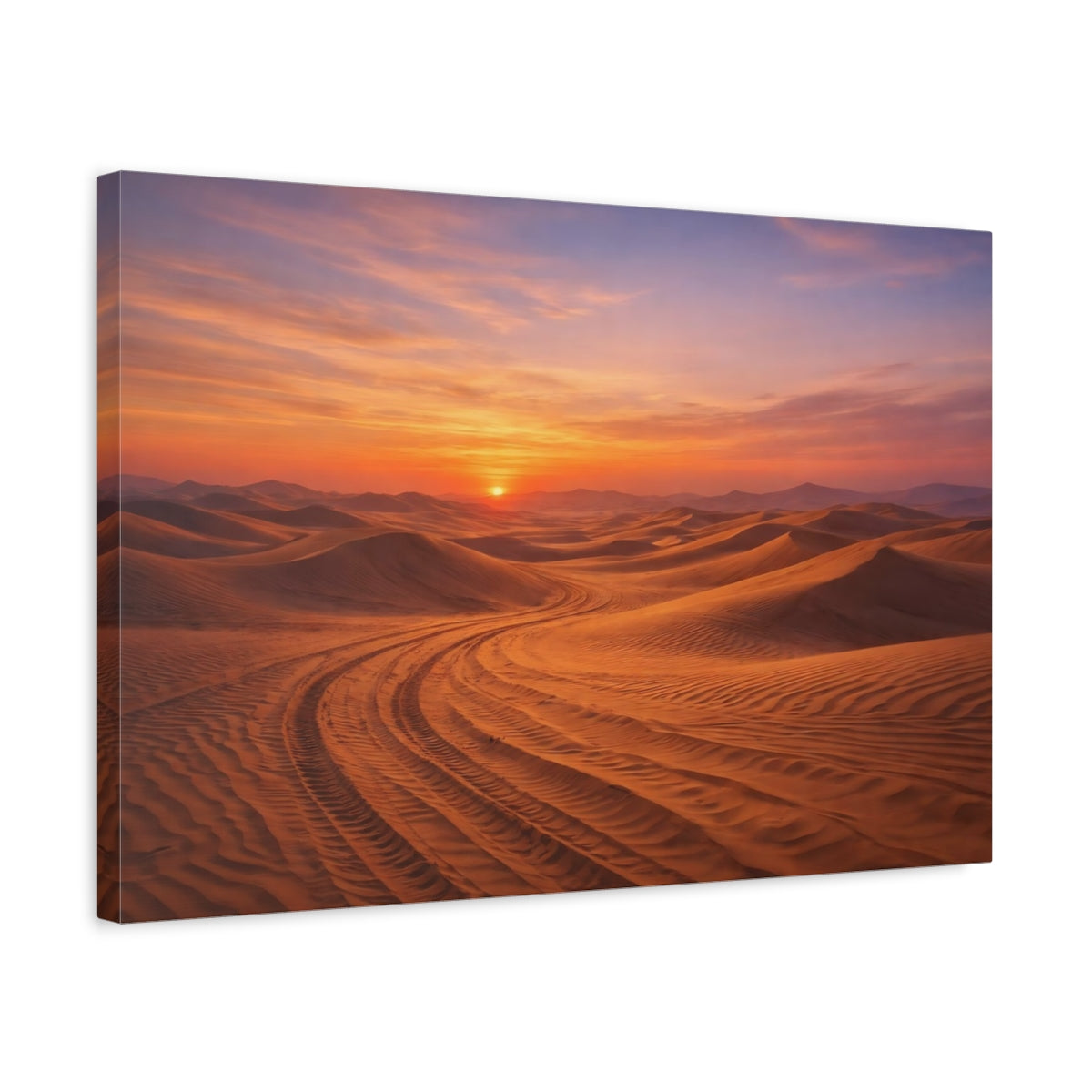 Side Mockup 3. Nature Sand Dunes Desert Sunset shown as stretched canvas wall art