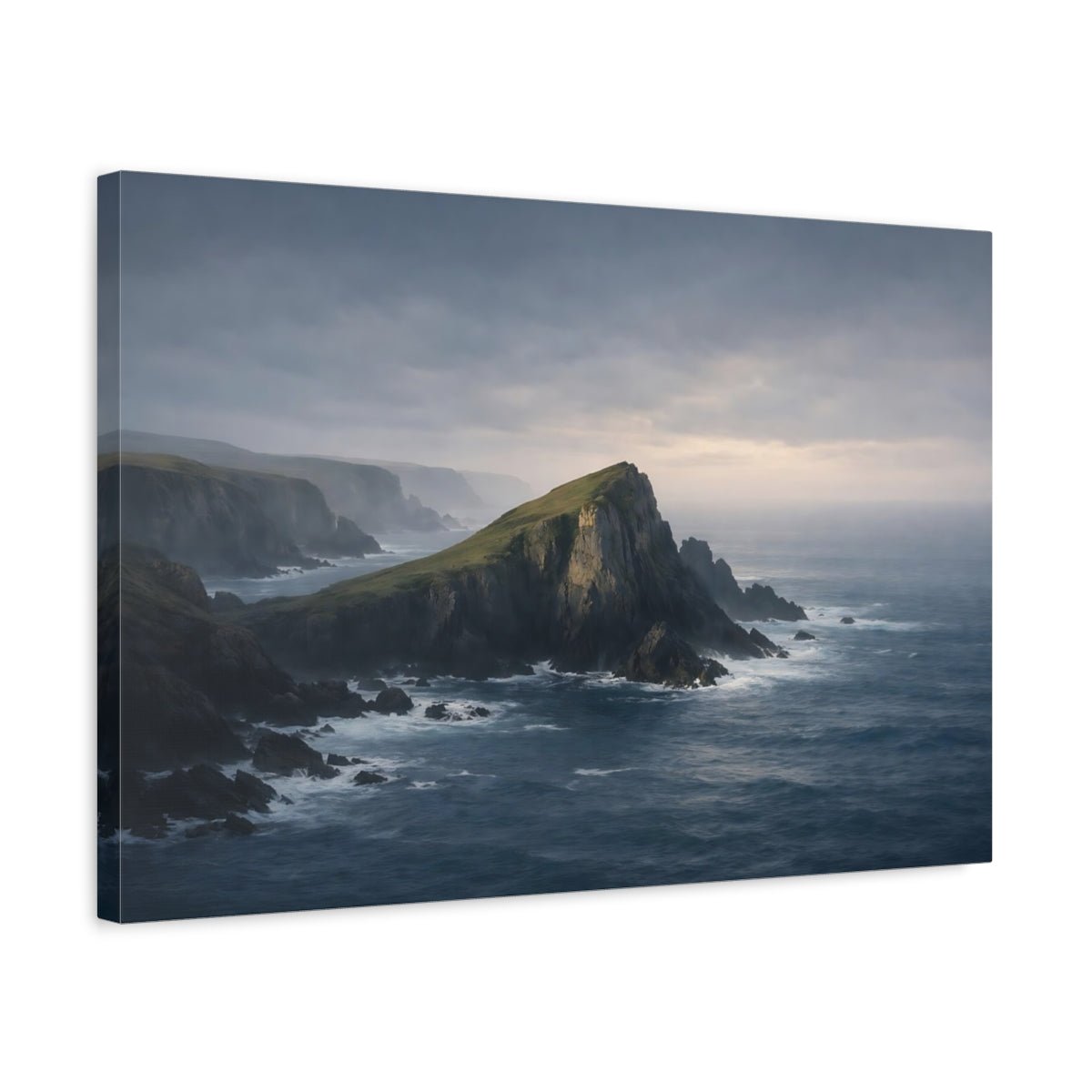 Nature Sea Cliffs Blue Grey Coastal - Canvas Wall Art Print - YesArtYes