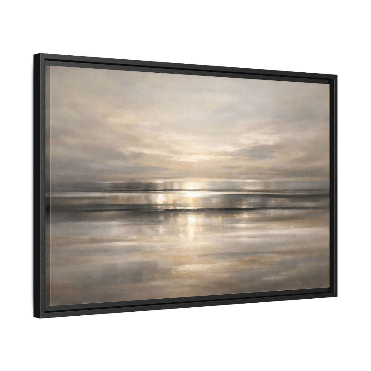 Side Mockup 14. Nature Seascape Warm Gray Sunset shown as stretched canvas wall art