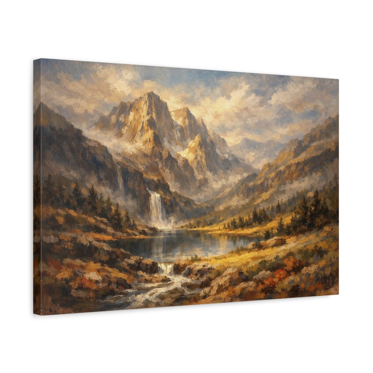 Nature Sky Valley Mountain Lake - Canvas Wall Art Print - YesArtYes