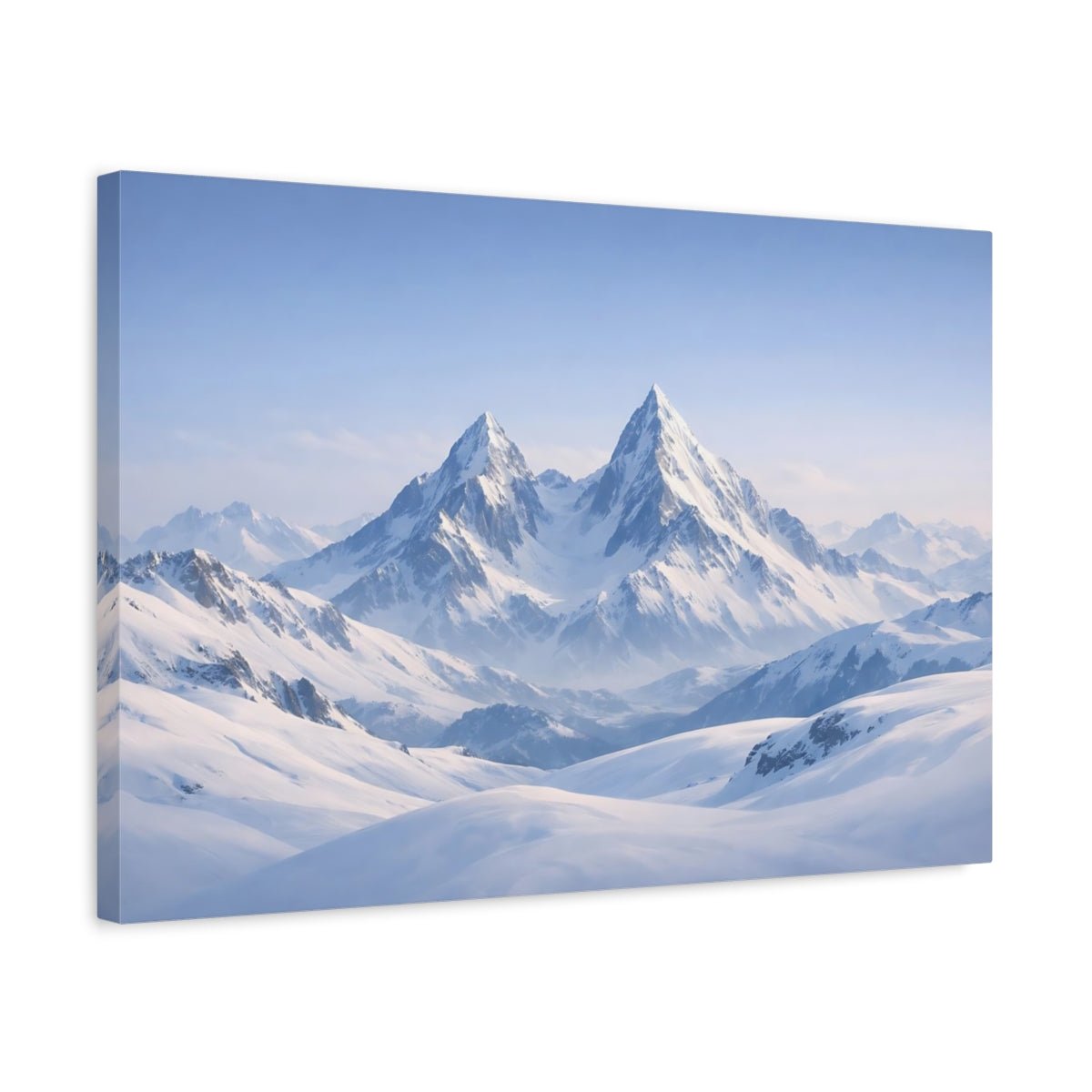 Nature Snowy Mountains Blue And White Landscape - Canvas Wall Art Print - YesArtYes