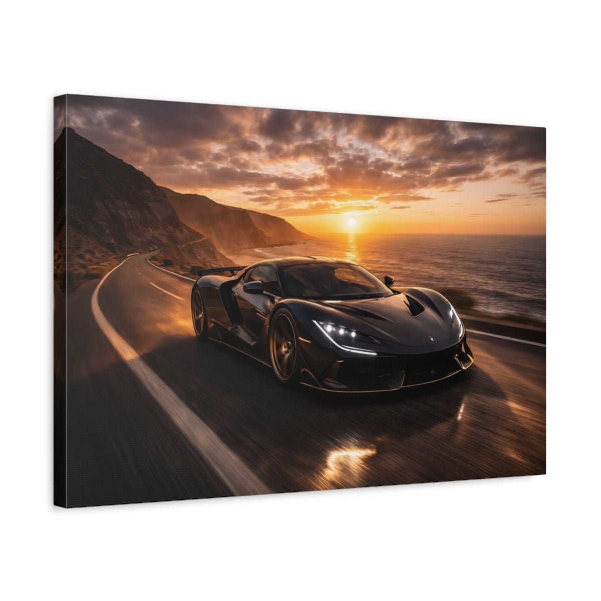 Nature Sports Car Sunset - Canvas Wall Art Print - YesArtYes