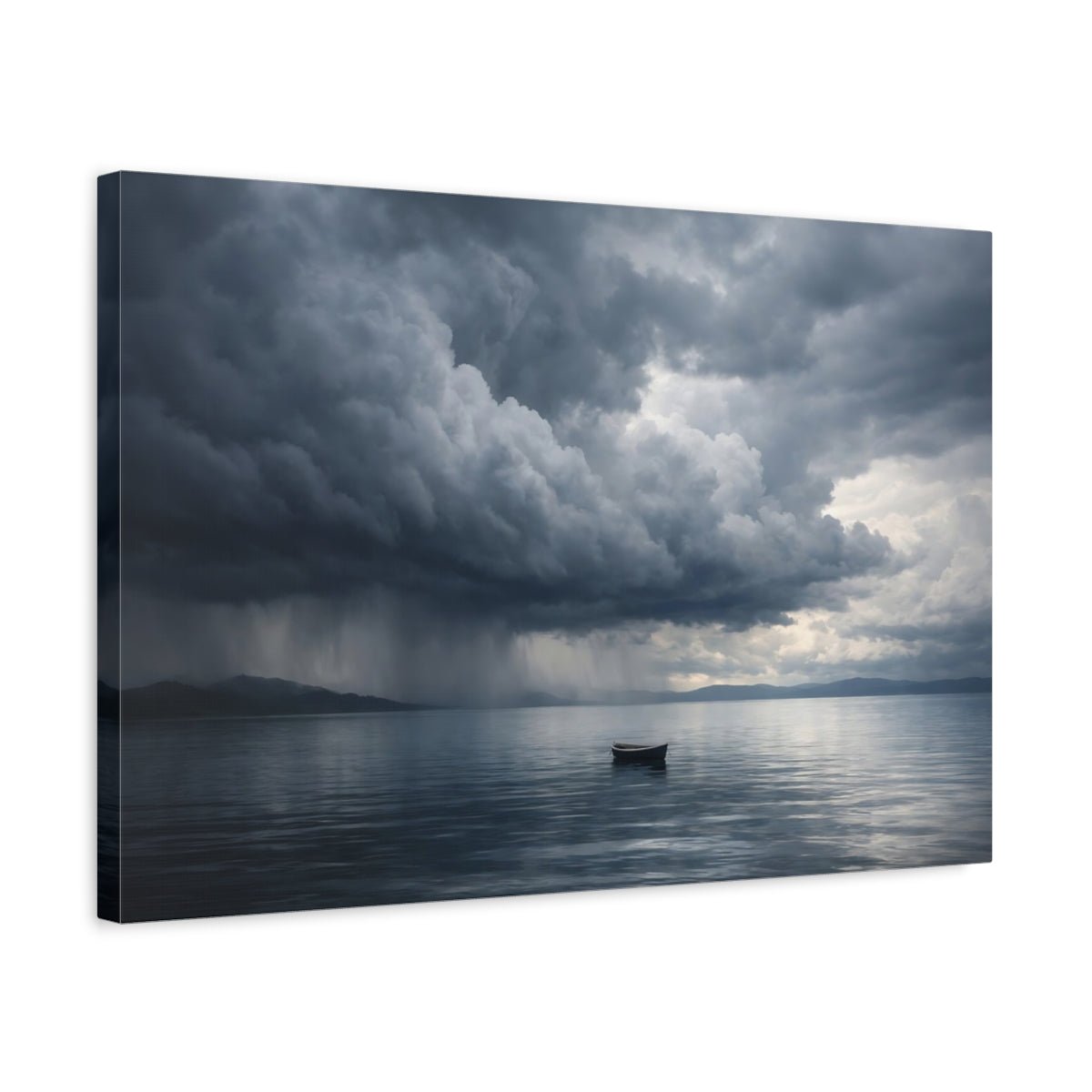 Nature Stormy Sea Dark Blue Grey - Canvas Wall Art Print - YesArtYes