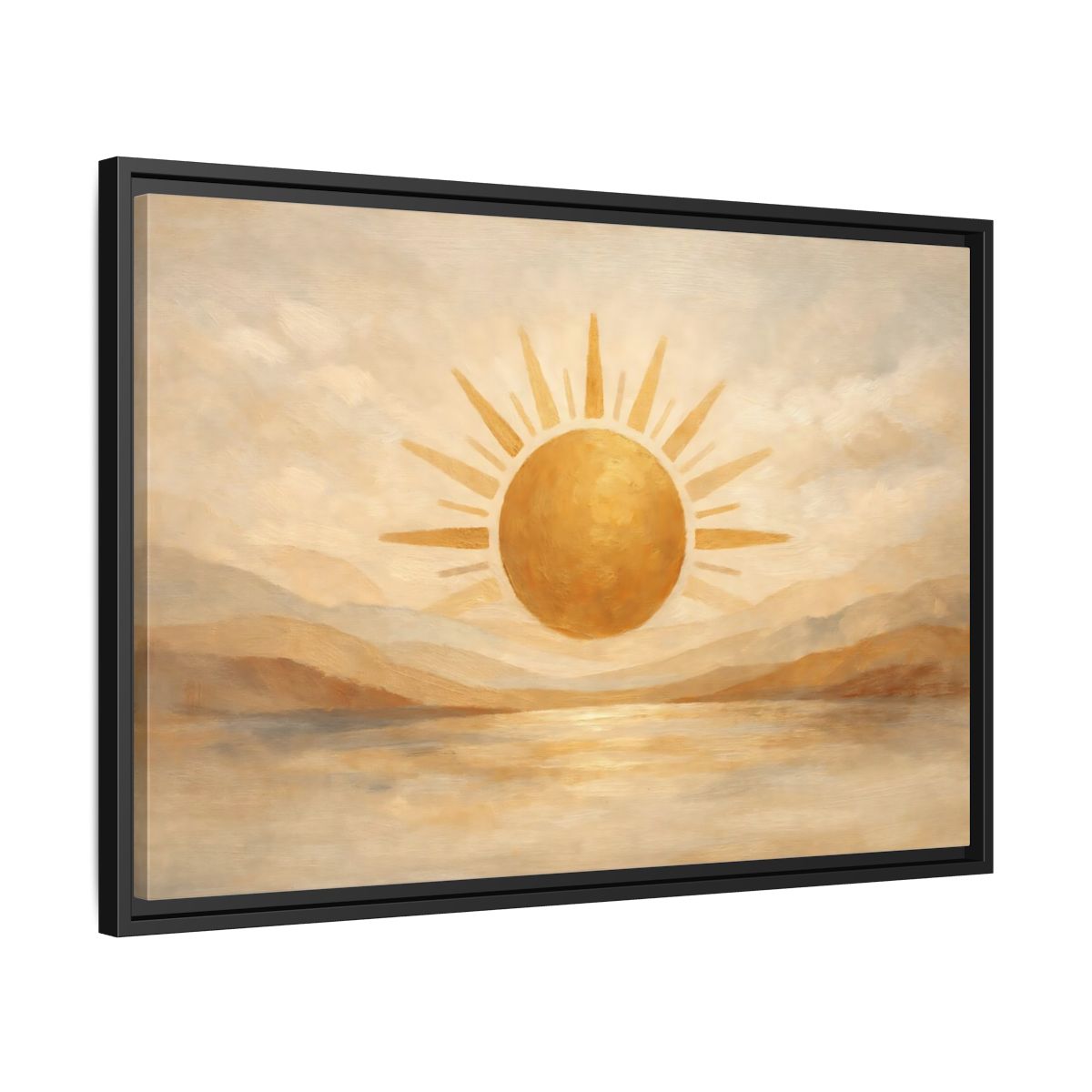 Side Mockup 14. Nature Sun Gold And Tan shown as stretched canvas wall art