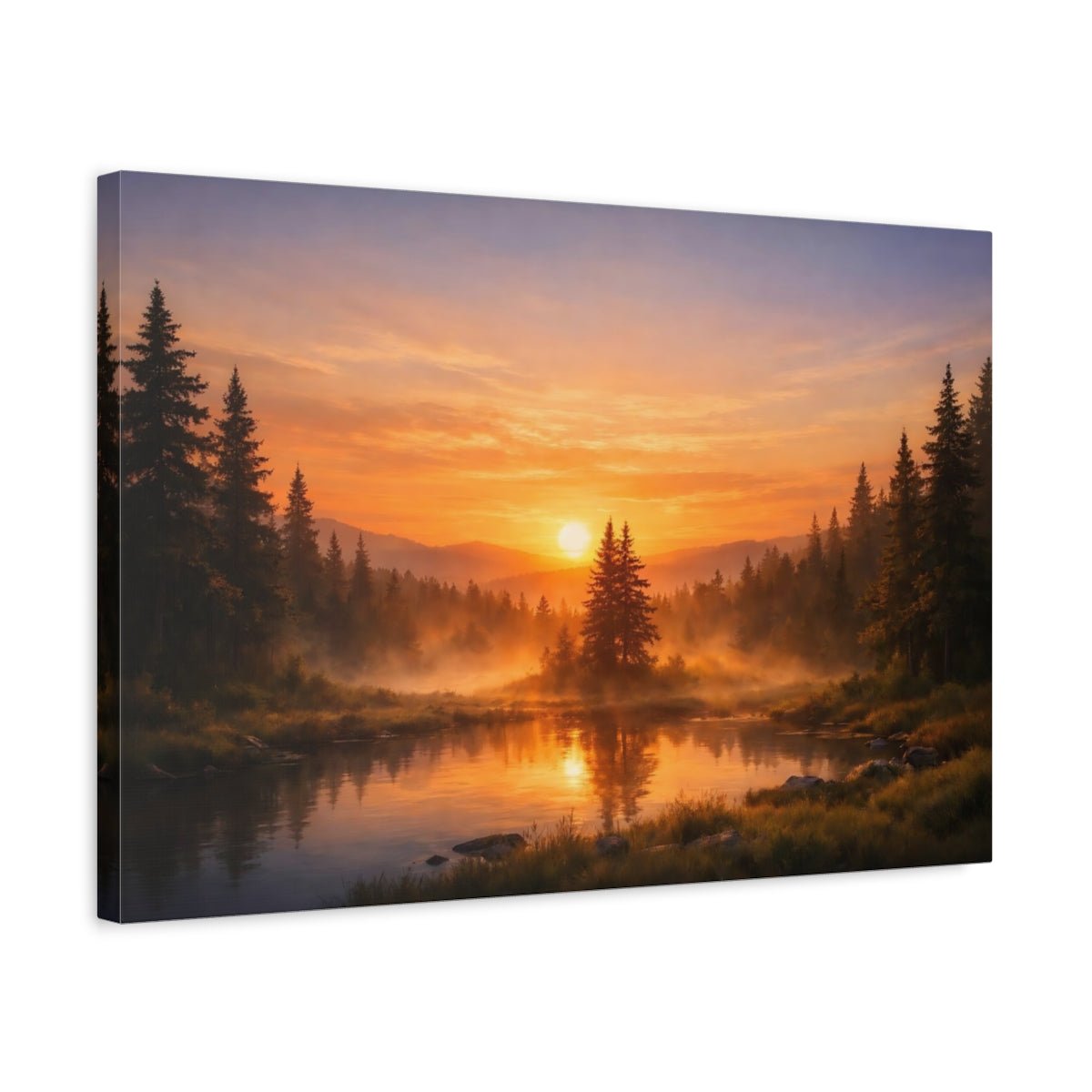 Nature Sunset Landscape Orange - Canvas Wall Art Print - YesArtYes