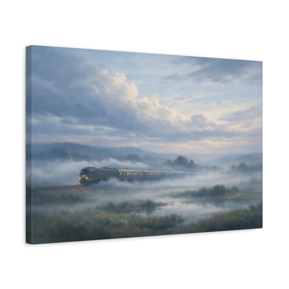 Nature Train Misty Landscape - Canvas Wall Art Print - YesArtYes
