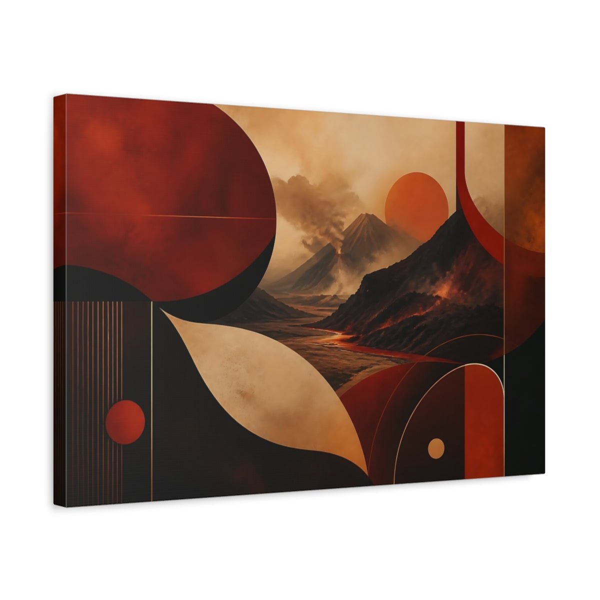 Nature Volcanoes Red And Black Canvas Print – Living Room, Above Console Table - YesArtYes