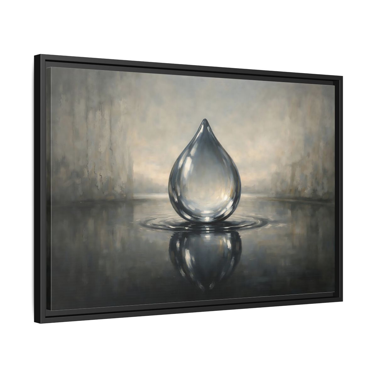 Side Mockup 14. Nature Water Droplet Grey Water Droplet shown as stretched canvas wall art