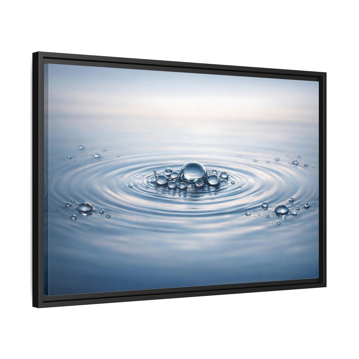 Side Mockup 14. Nature Water Ripples Blue And White shown as stretched canvas wall art
