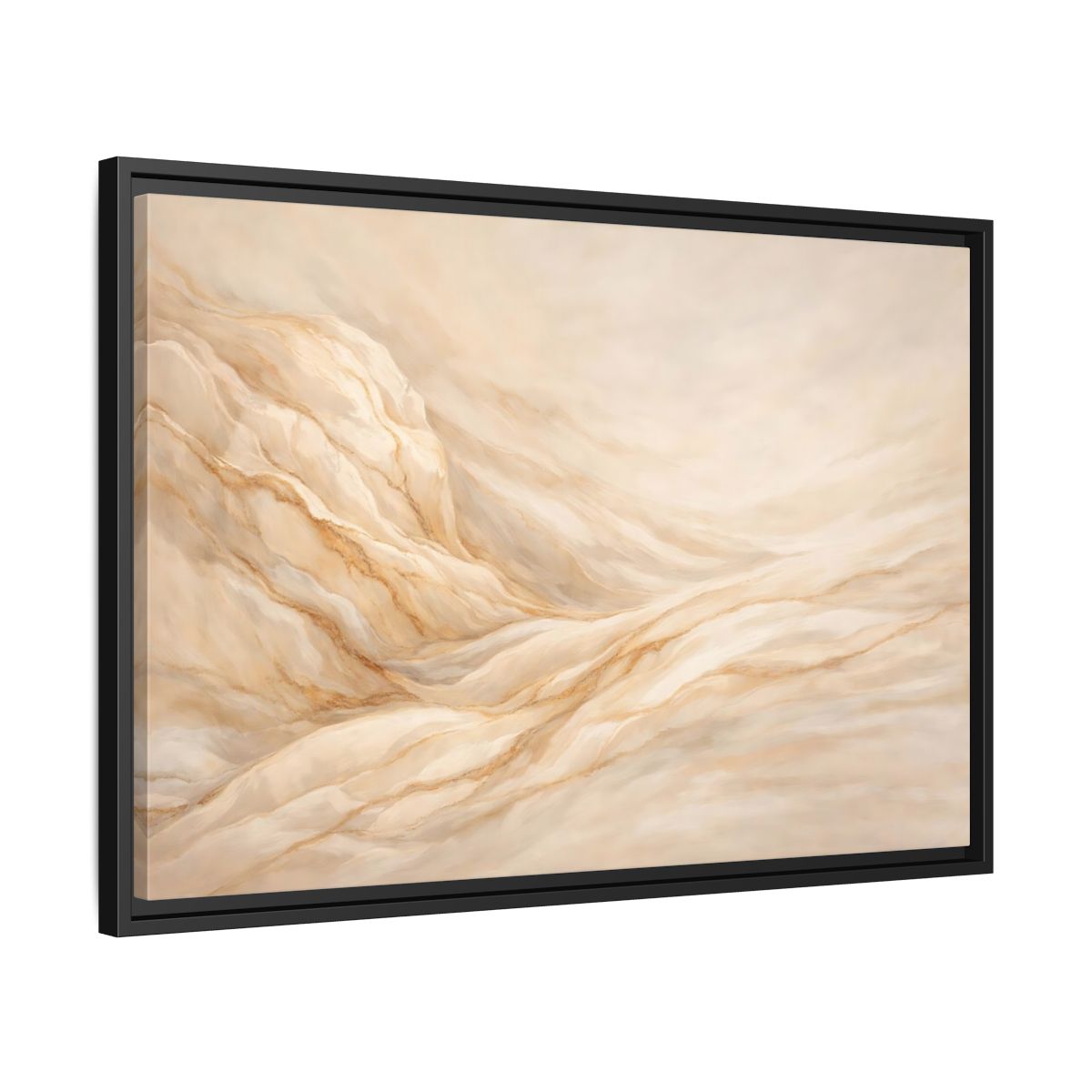 Side Mockup 14. Nature Wavy Dunes Cream And Gold shown as stretched canvas wall art