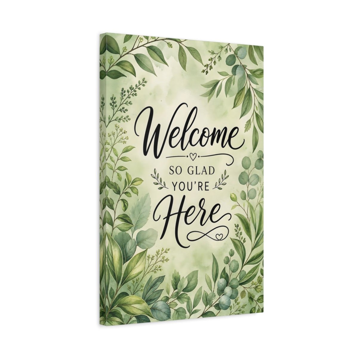Nature Welcome Text Botanical Canvas Print – Watercolor Entryway, Feature Wall - YesArtYes