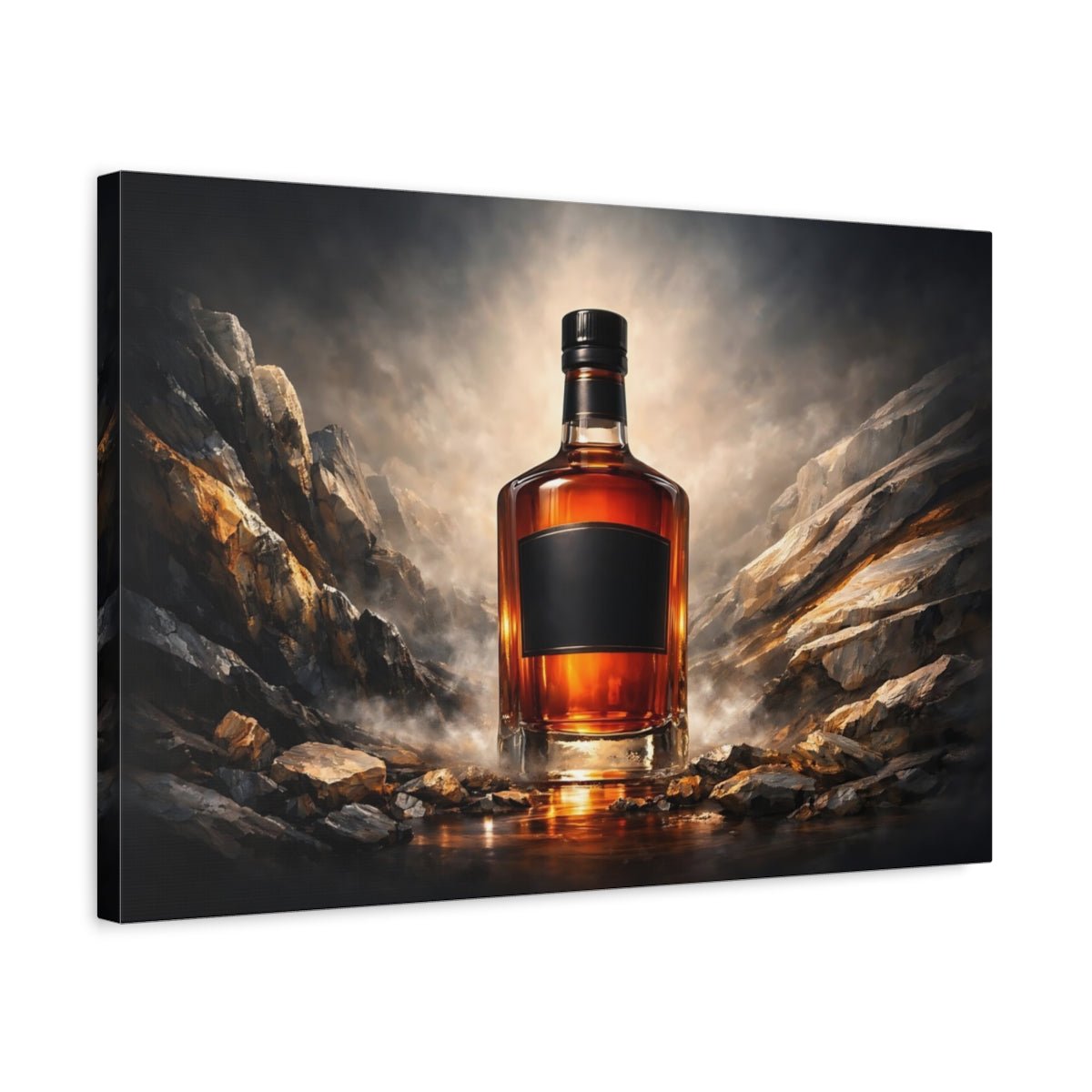 Nature Whiskey Bottle Landscape - Canvas Wall Art Print - YesArtYes