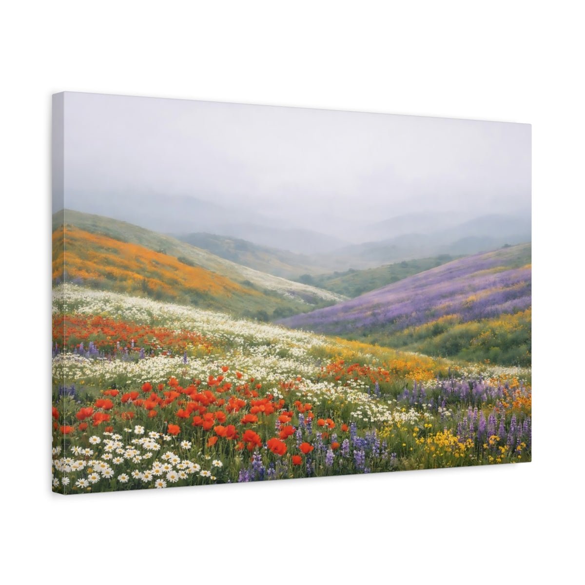 Nature Wildflower Valley Colorful - Canvas Wall Art Print - YesArtYes