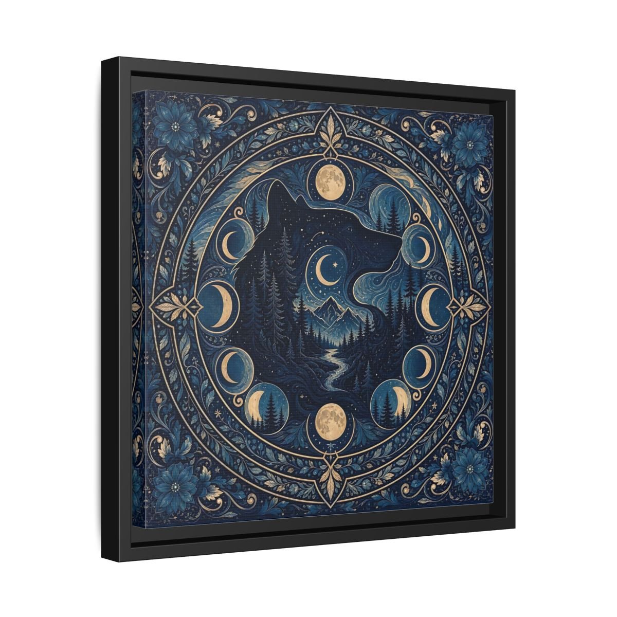 Nature Wolf Blue Moon Framed Canvas Print – Living Room, Above Couch - YesArtYes