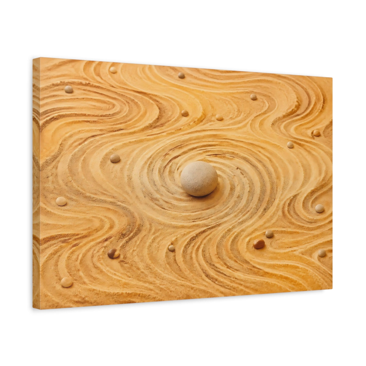 Side Mockup 3. Nature Zen Garden Sandy Neutral Tones shown as stretched canvas wall art