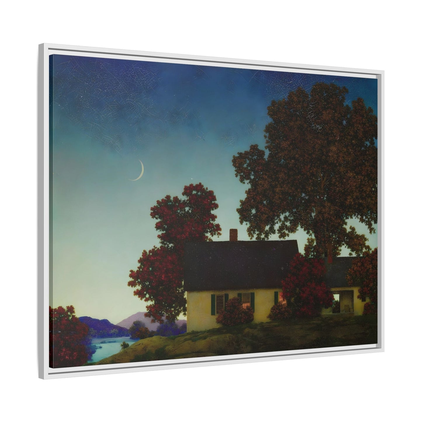 New Moon Parrish Landscape Framed Canvas Wall Art Print - YesArtYes