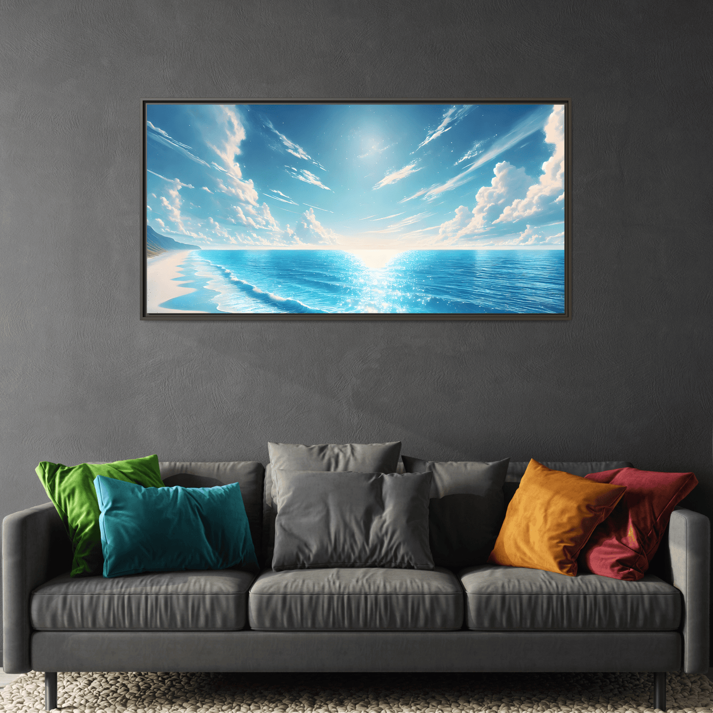 Ocean Sunrise Canvas Art - Vibrant Blue Coastal Wall Print - YesArtYes