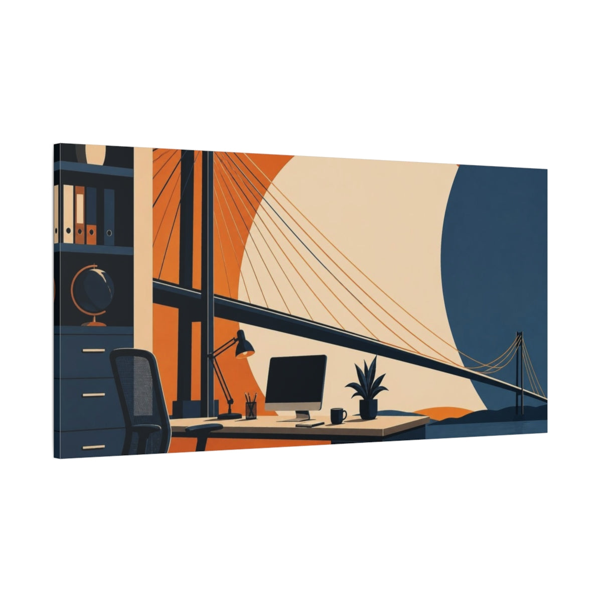 Side Mockup 2. Office Bridge View shown as canvas print