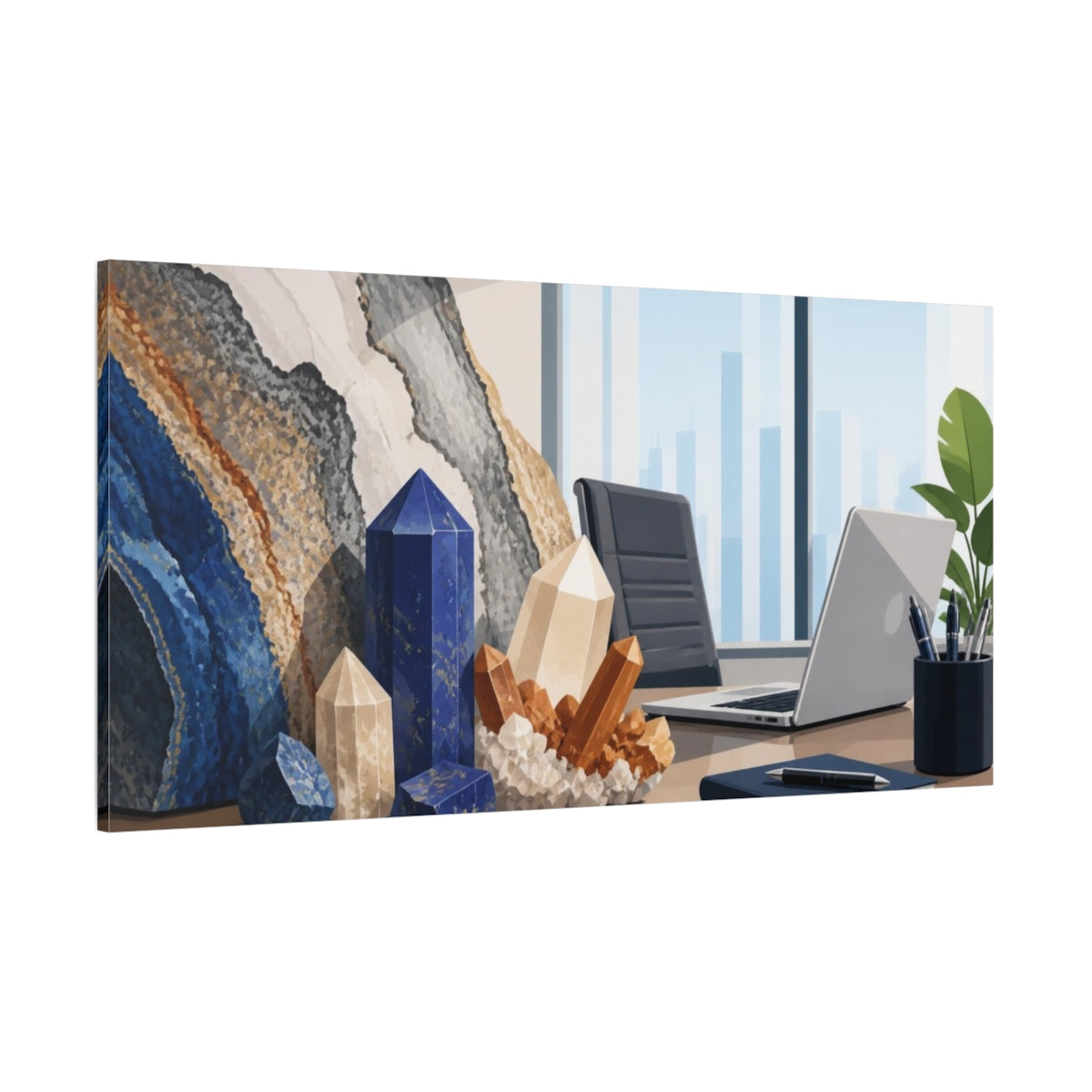Side Mockup 2. Office Crystal Arrangement shown as canvas print