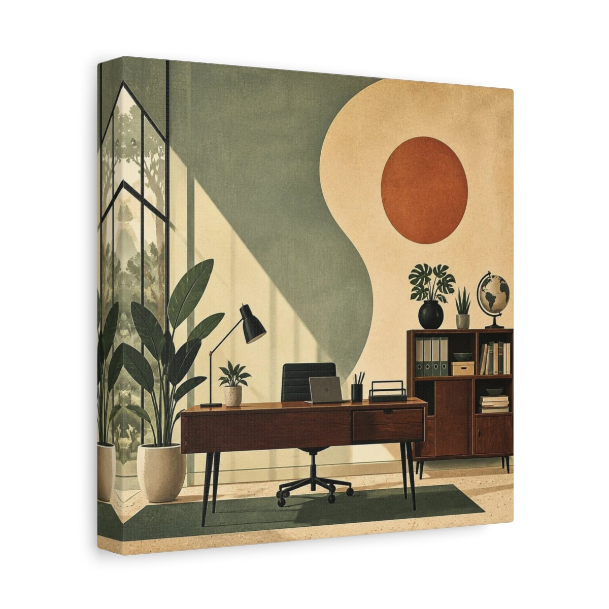 Side Mockup 9. Office Desk With Plants shown as canvas print