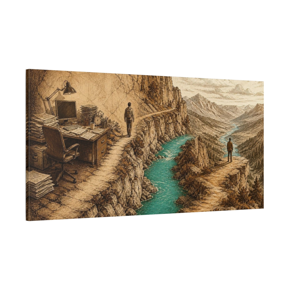 Side Mockup 2. Office River Overlook shown as canvas print