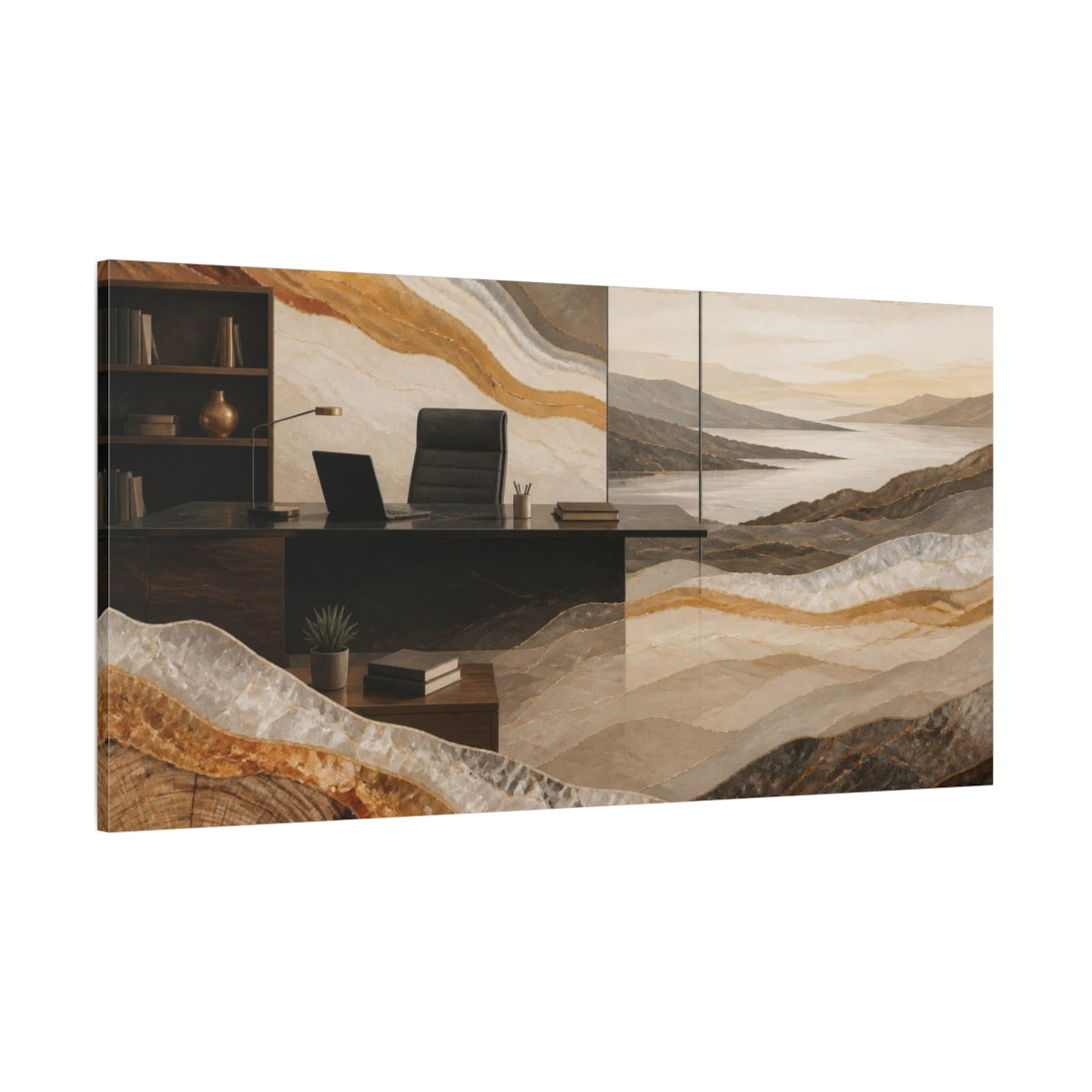 Side Mockup 2. Office Stone Layers shown as canvas print