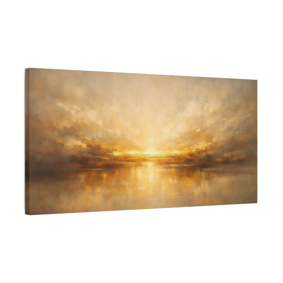 Side Mockup 2. Nature Sunset Golden Sunset shown as stretched canvas wall art