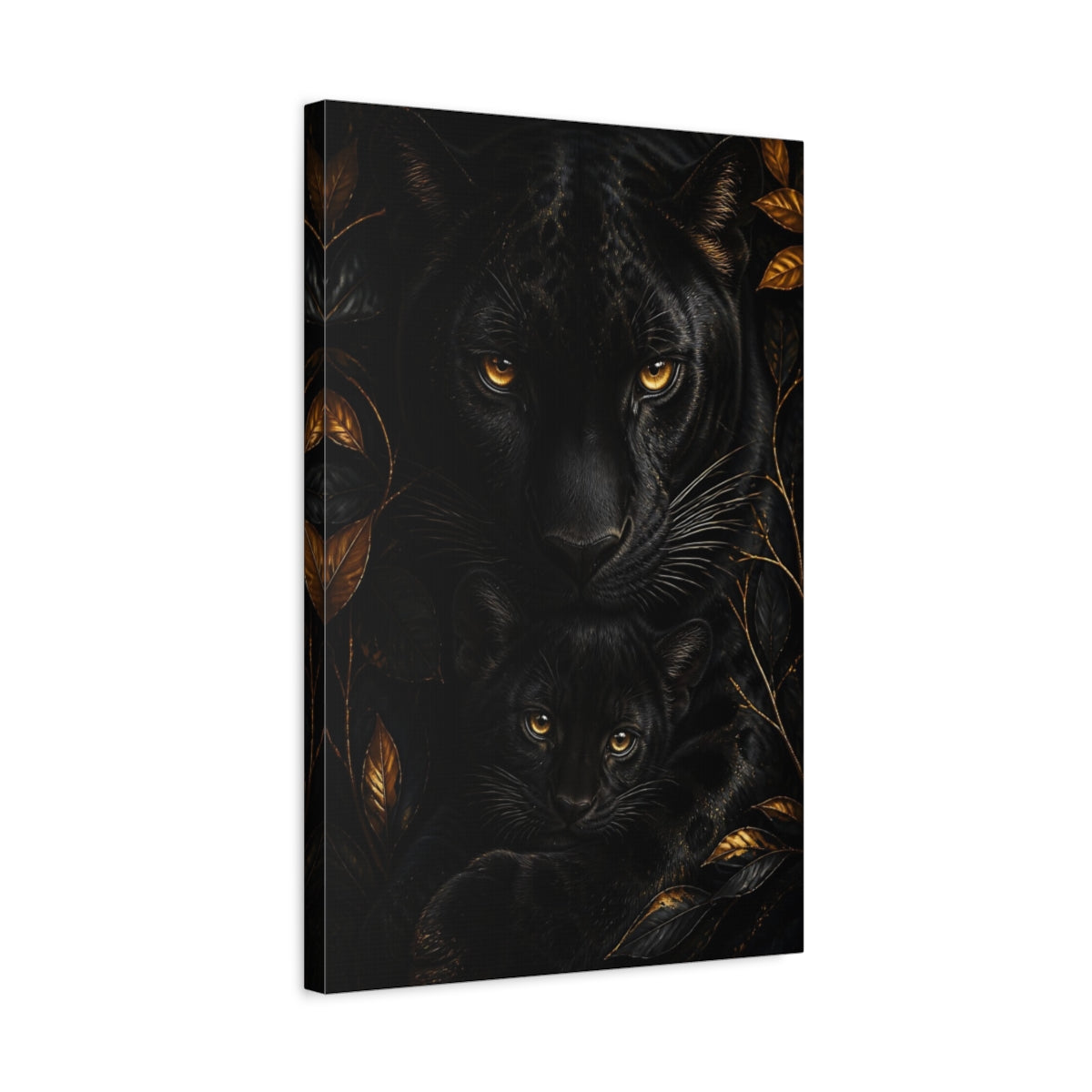 Side Mockup 3. Panther Animal Portrait shown as canvas print