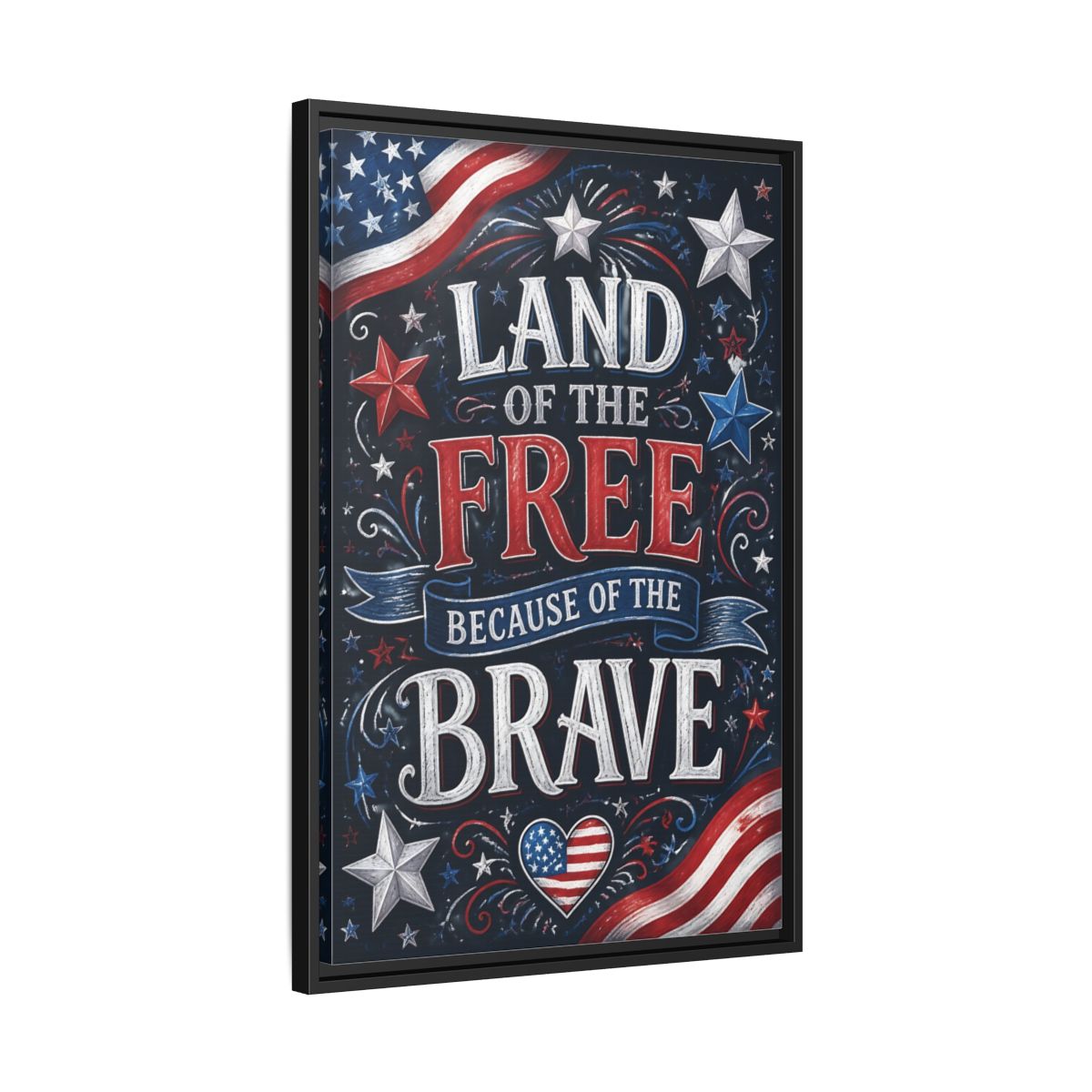 Side Mockup 14. Patriotic Chalkboard Lettering shown as framed canvas print