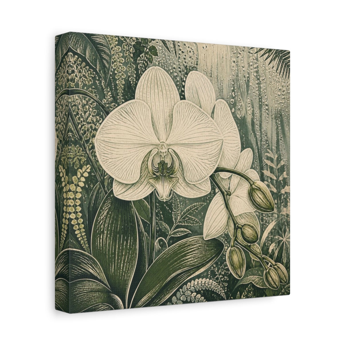 Side Mockup 9. Pearl Orchid With Dew shown as canvas print
