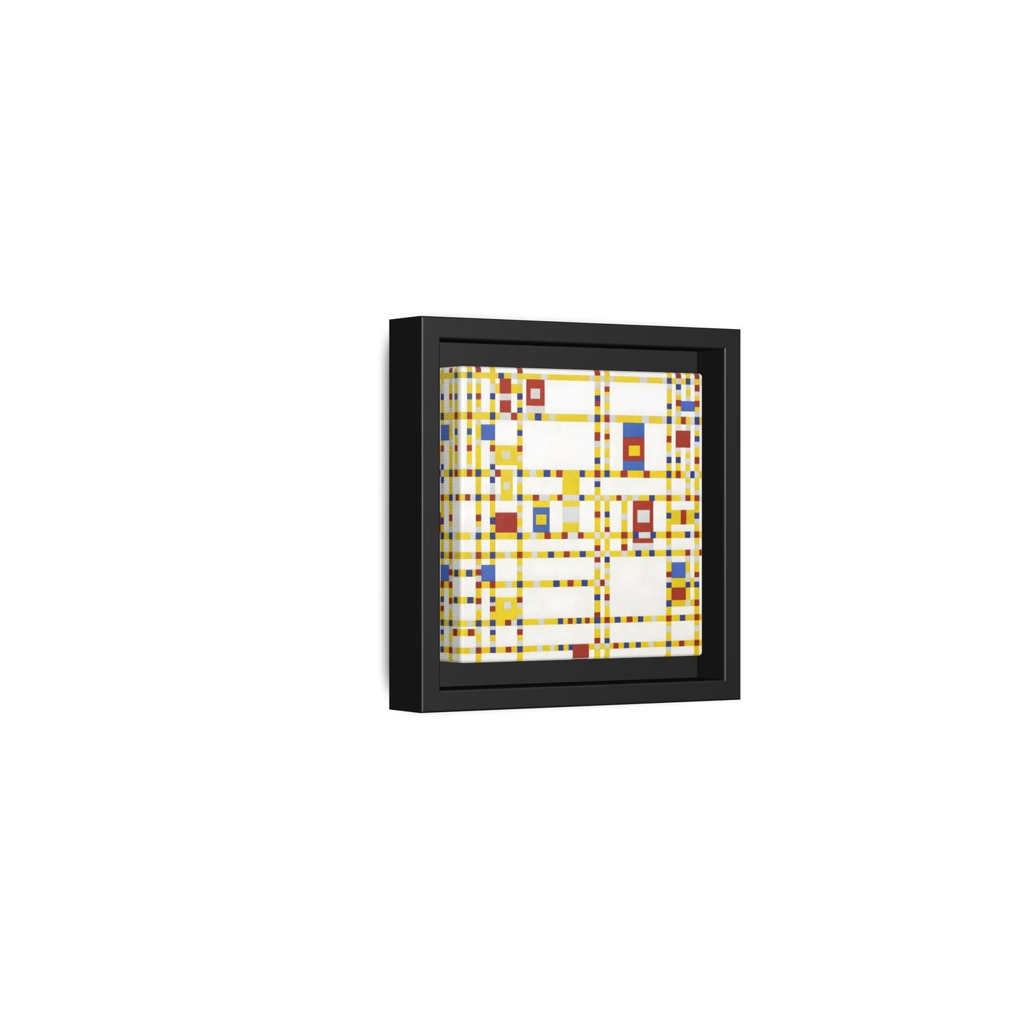 Piet Mondrian Boogie Woogie - Square Geometric Canvas Wall Art Print in Black Frame - YesArtYes