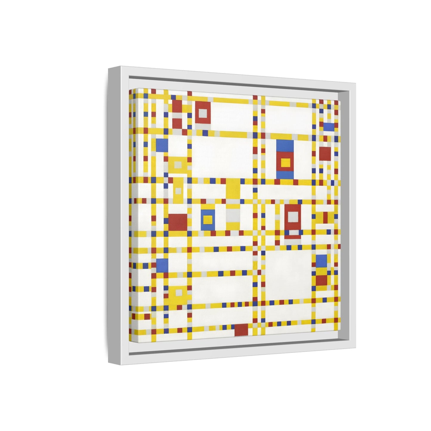Piet Mondrian Boogie Woogie - Square Geometric Canvas Wall Art Print in Black Frame - YesArtYes