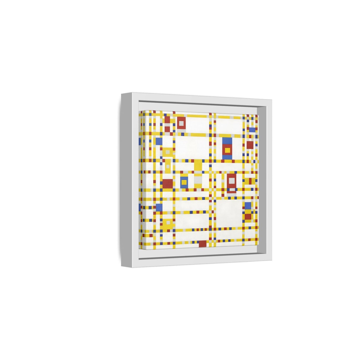 Piet Mondrian Boogie Woogie - Square Geometric Canvas Wall Art Print in Black Frame - YesArtYes