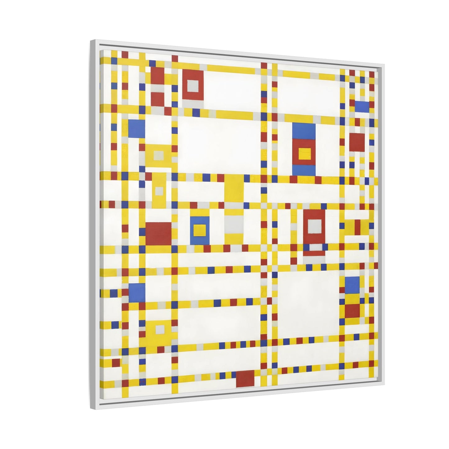 Piet Mondrian Boogie Woogie - Square Geometric Canvas Wall Art Print in Black Frame - YesArtYes