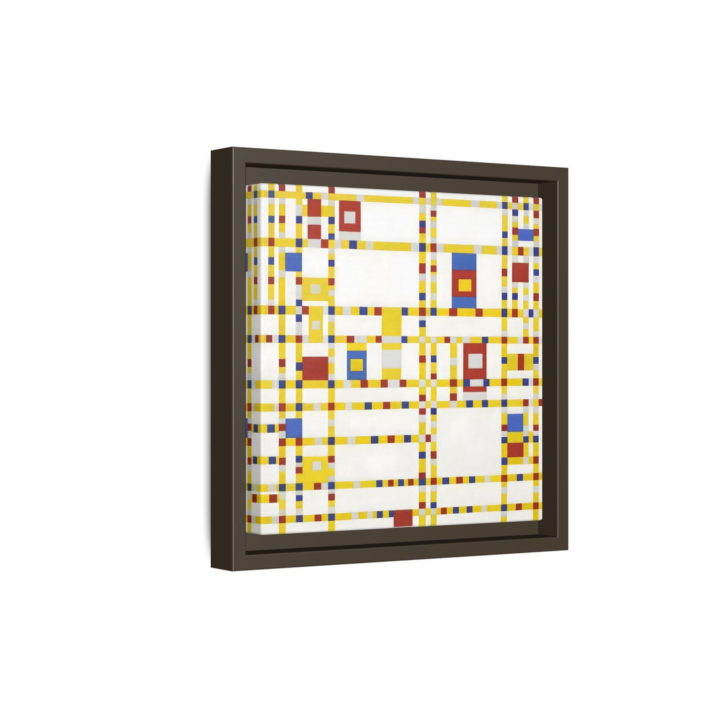 Piet Mondrian Boogie Woogie - Square Geometric Canvas Wall Art Print in Black Frame - YesArtYes