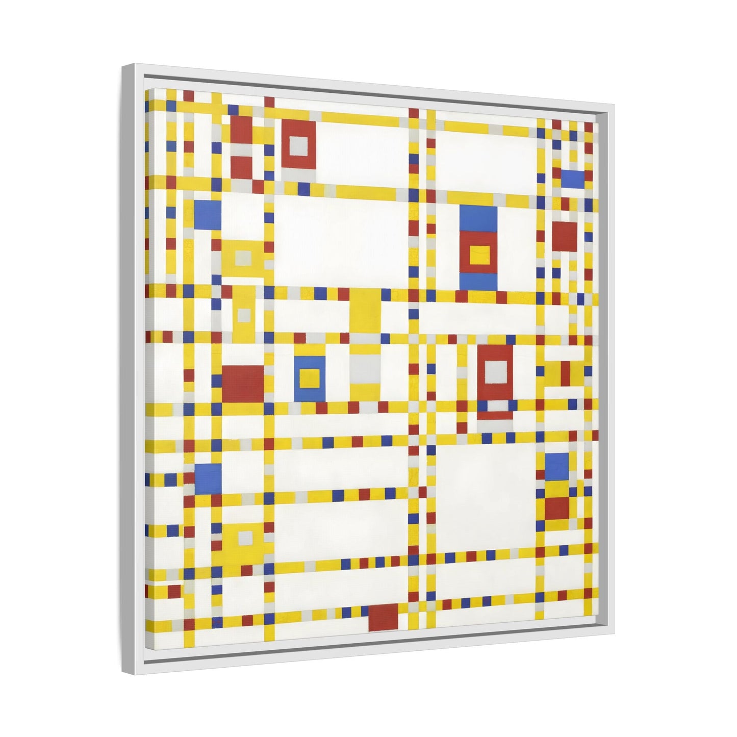Piet Mondrian Boogie Woogie - Square Geometric Canvas Wall Art Print in Black Frame - YesArtYes