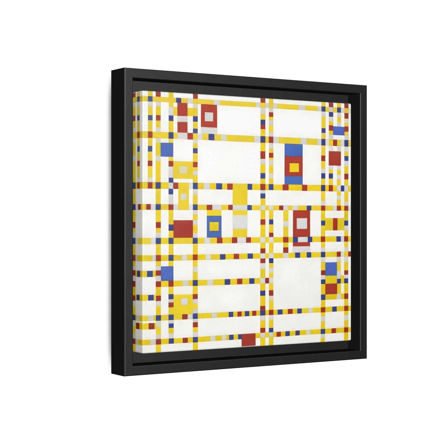 Piet Mondrian Boogie Woogie - Square Geometric Canvas Wall Art Print in Black Frame - YesArtYes
