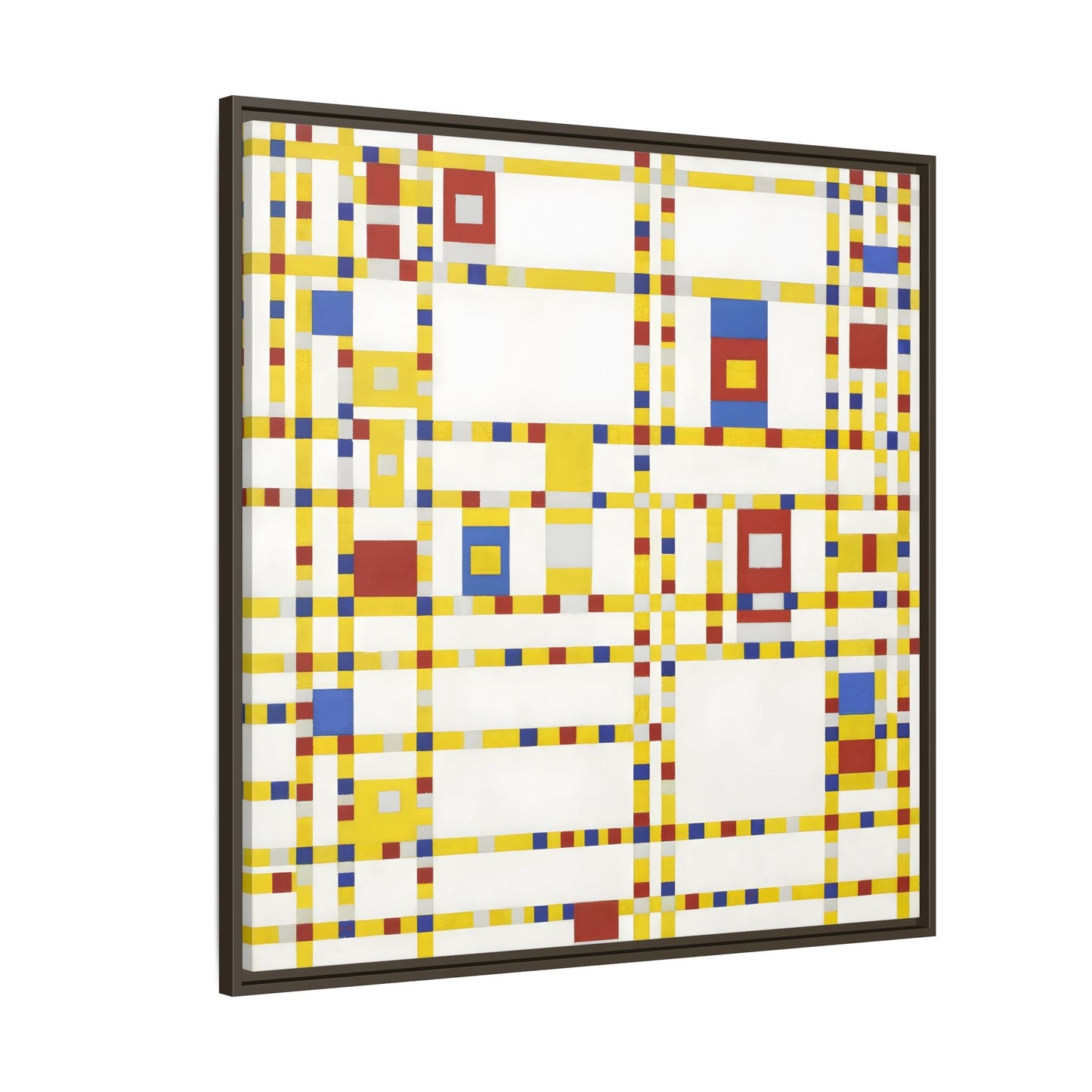 Piet Mondrian Boogie Woogie - Square Geometric Canvas Wall Art Print in Black Frame - YesArtYes